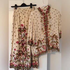 Max Studio Floral Cream Skirt set